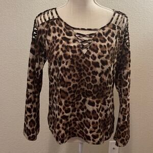 Women’s Mais Um Leopard Print Blouse Size Petite